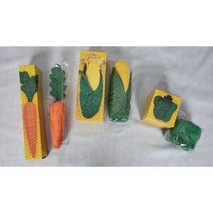 Vintage Avon Calico Garden Fabric Pomander NOS Corn on the Cob, Carrot & Pepper
